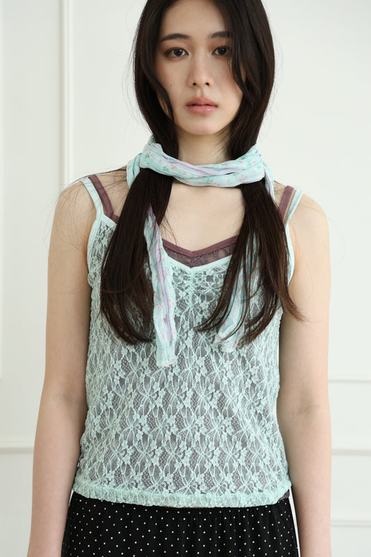 Lace sheer V-neck camisole