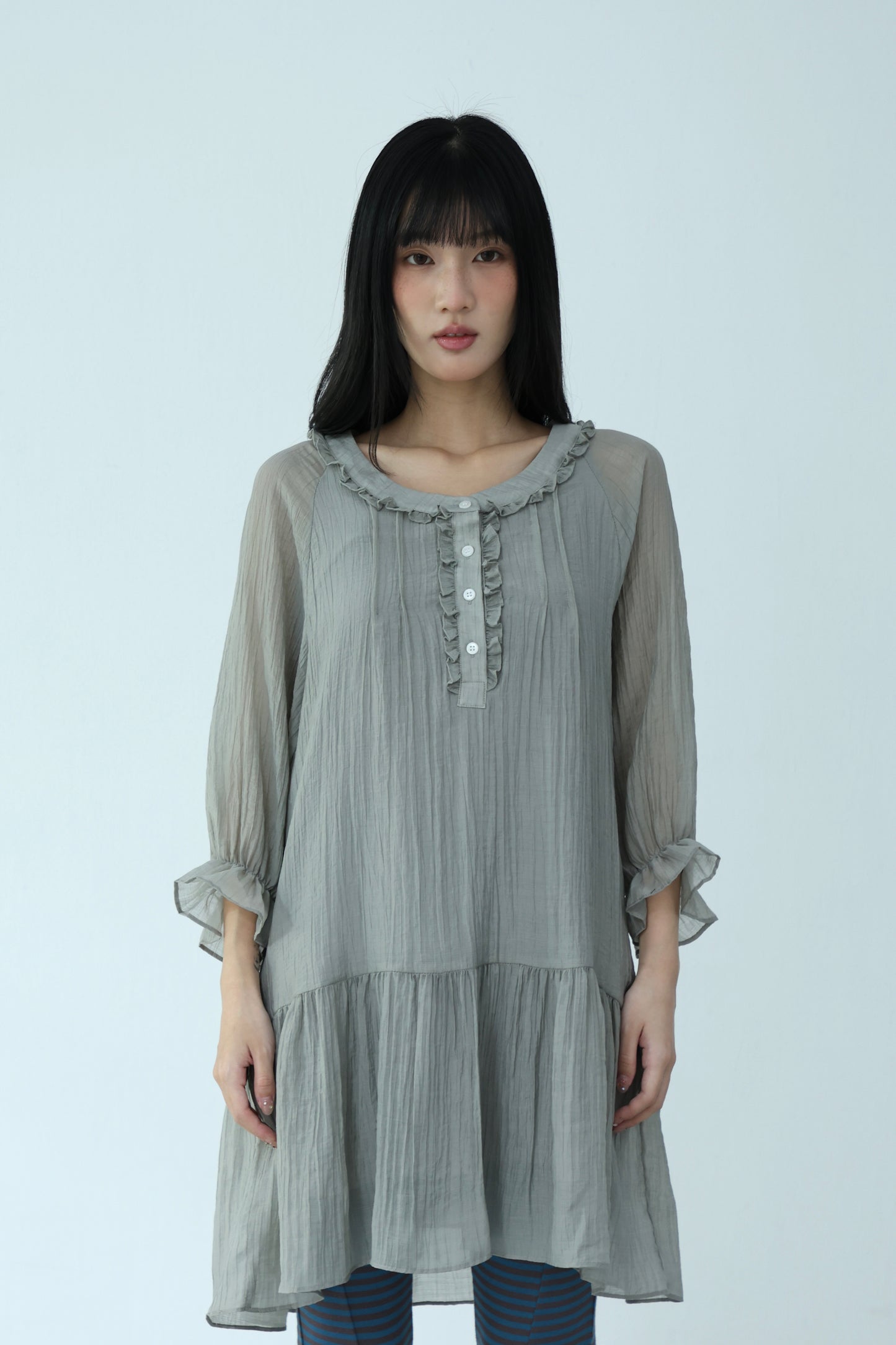Sheer lace button dress