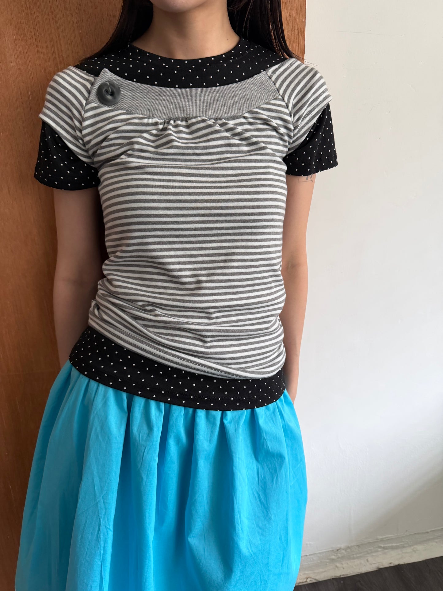 Basic polka dot short-sleeved top