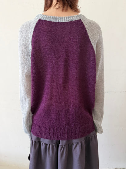 Henley collar knit raglan top