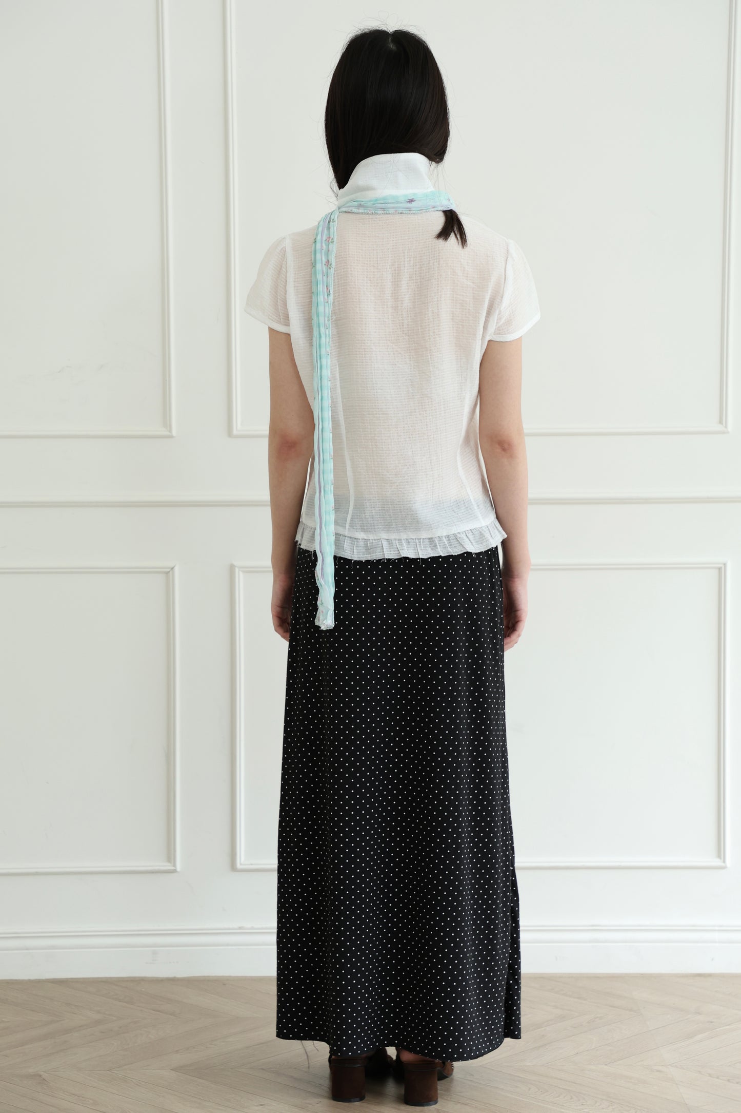 Elastic polka dot maxi dress