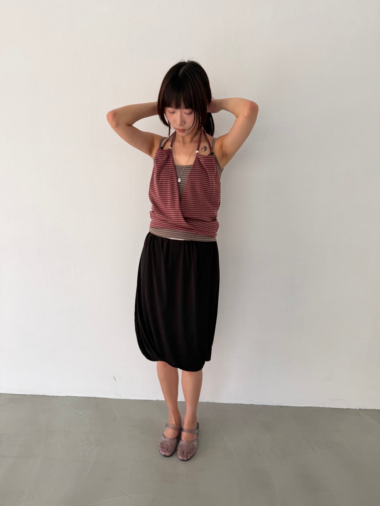 Two-piece striped beaded vest