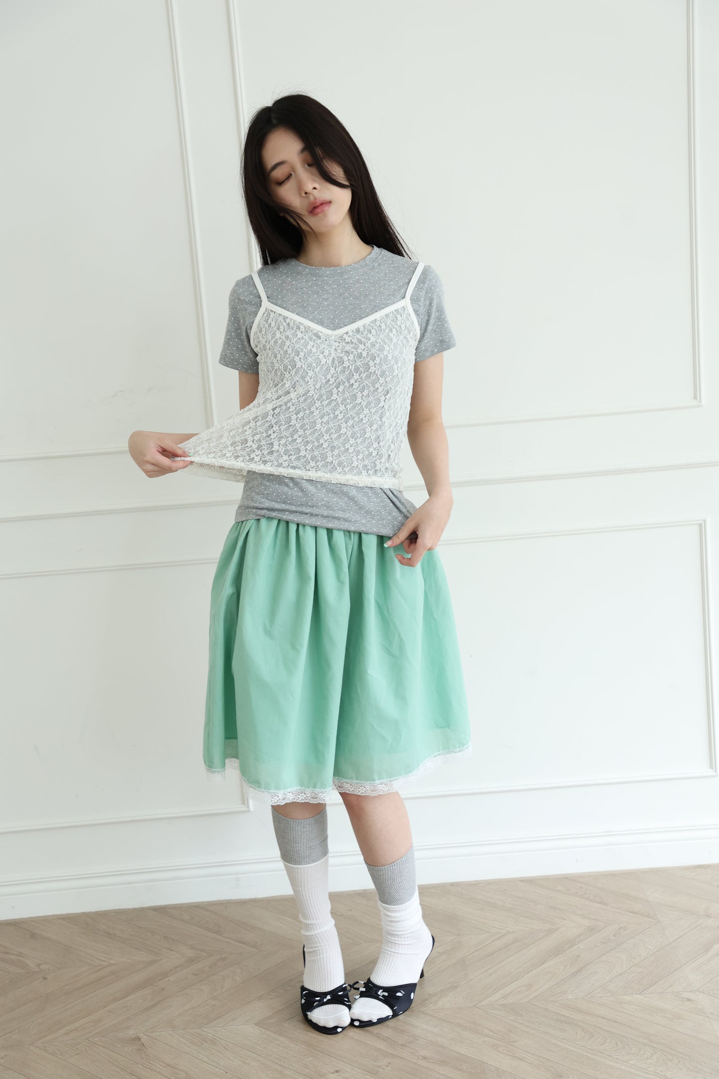 Brightly colored lace puff skirt