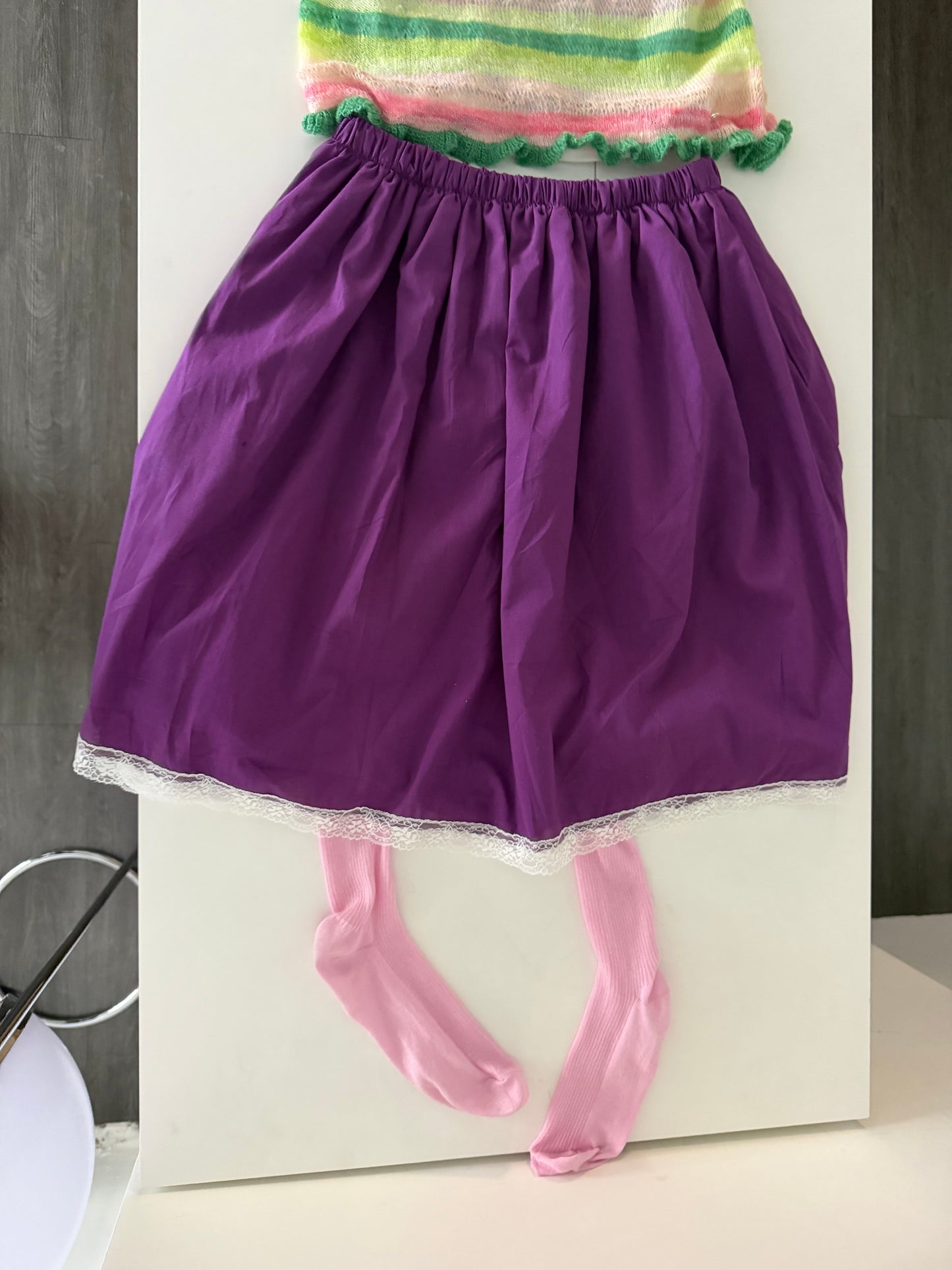Brightly colored lace puff skirt