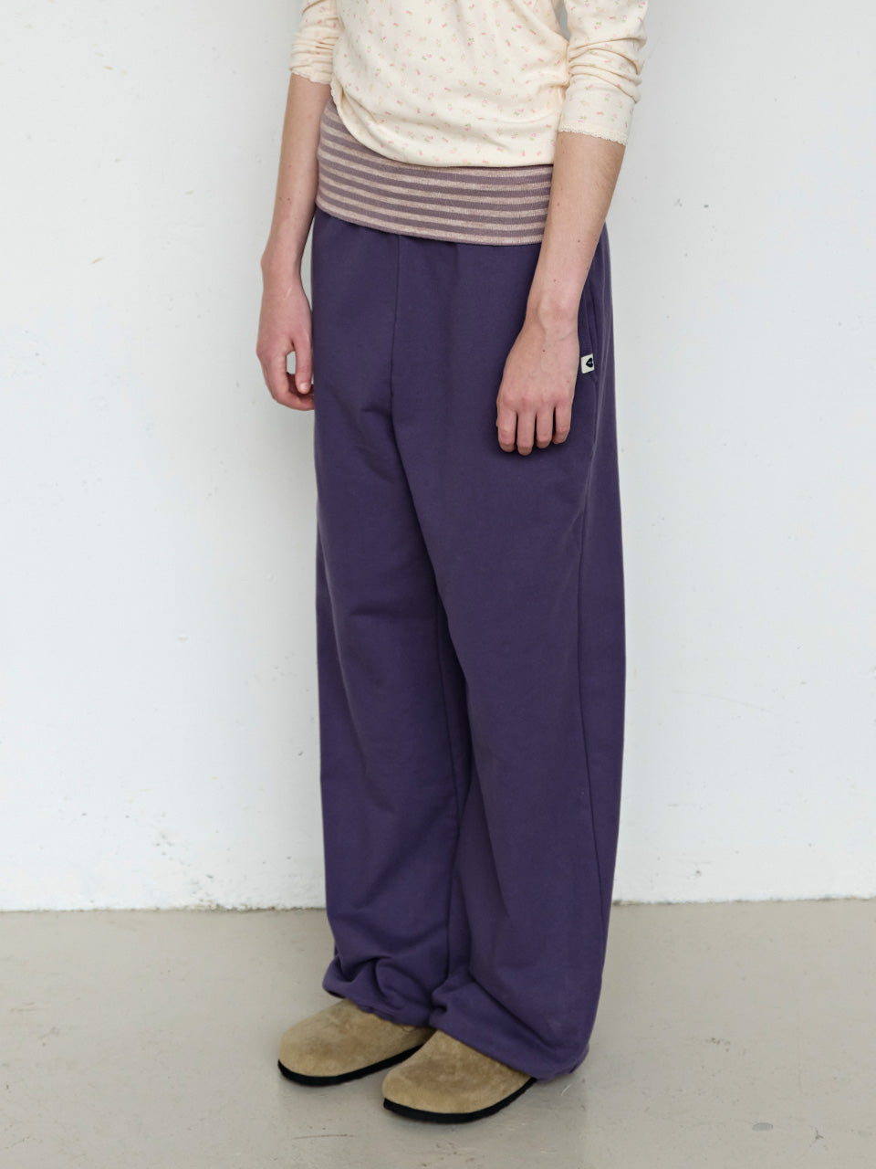 FUN FROM FUN Folded Sweat Pants, Plum Smoothie