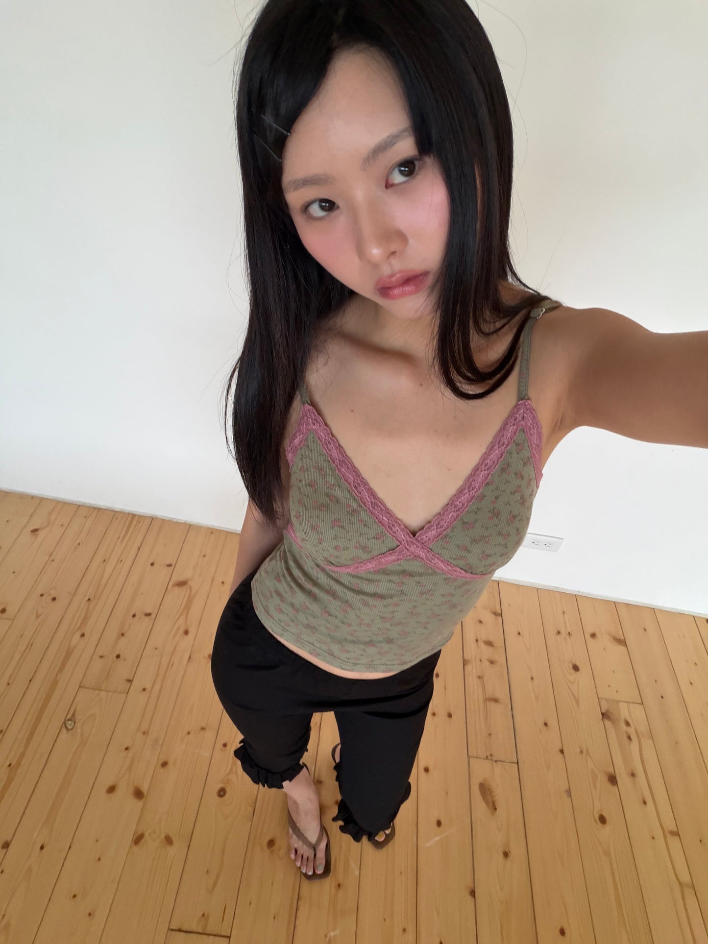 レトロ花柄レースベスト