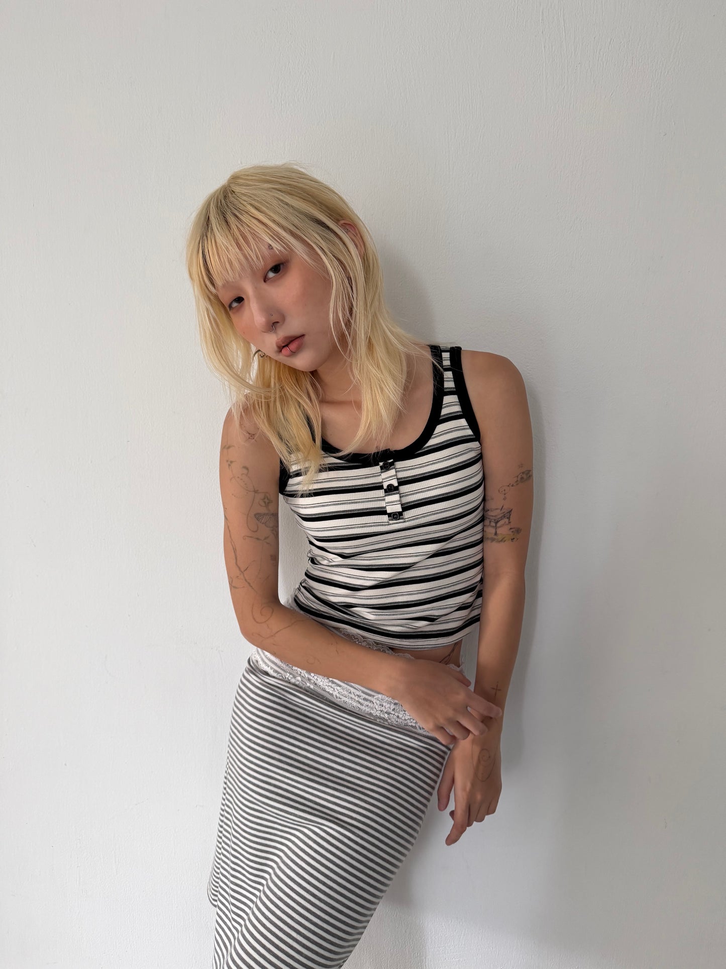Striped bra cup vest