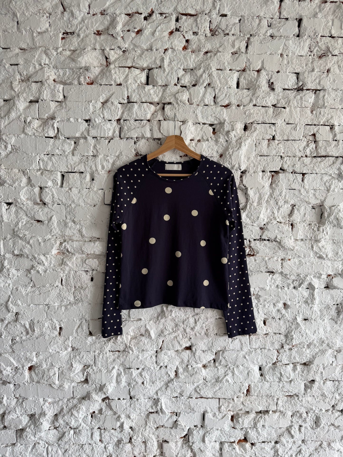 polka dot patchwork long-sleeved top