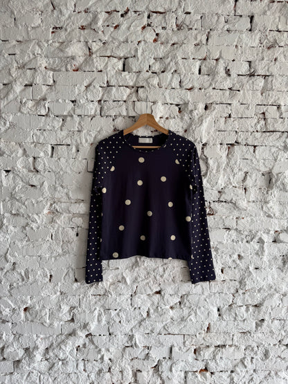 polka dot patchwork long-sleeved top