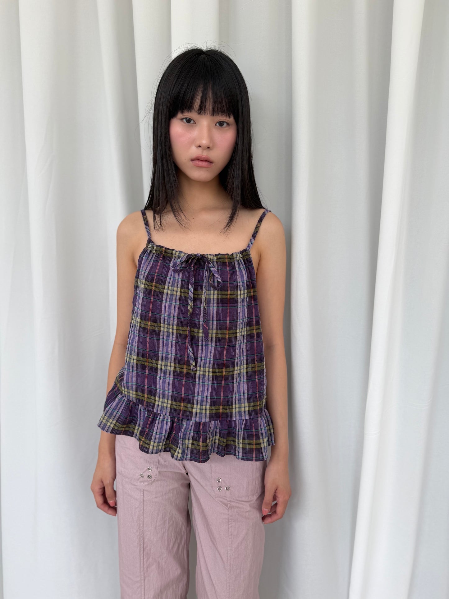 Plaid Lace Tank Top
