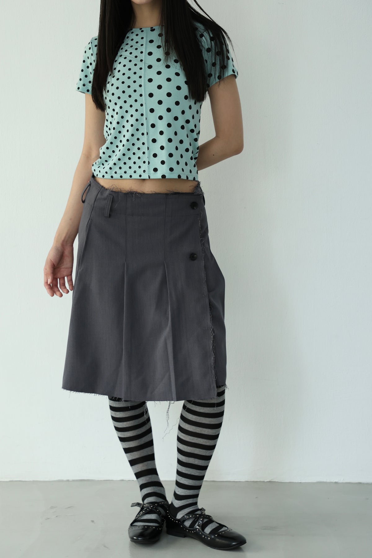 Fringed suit-style one-piece skirt