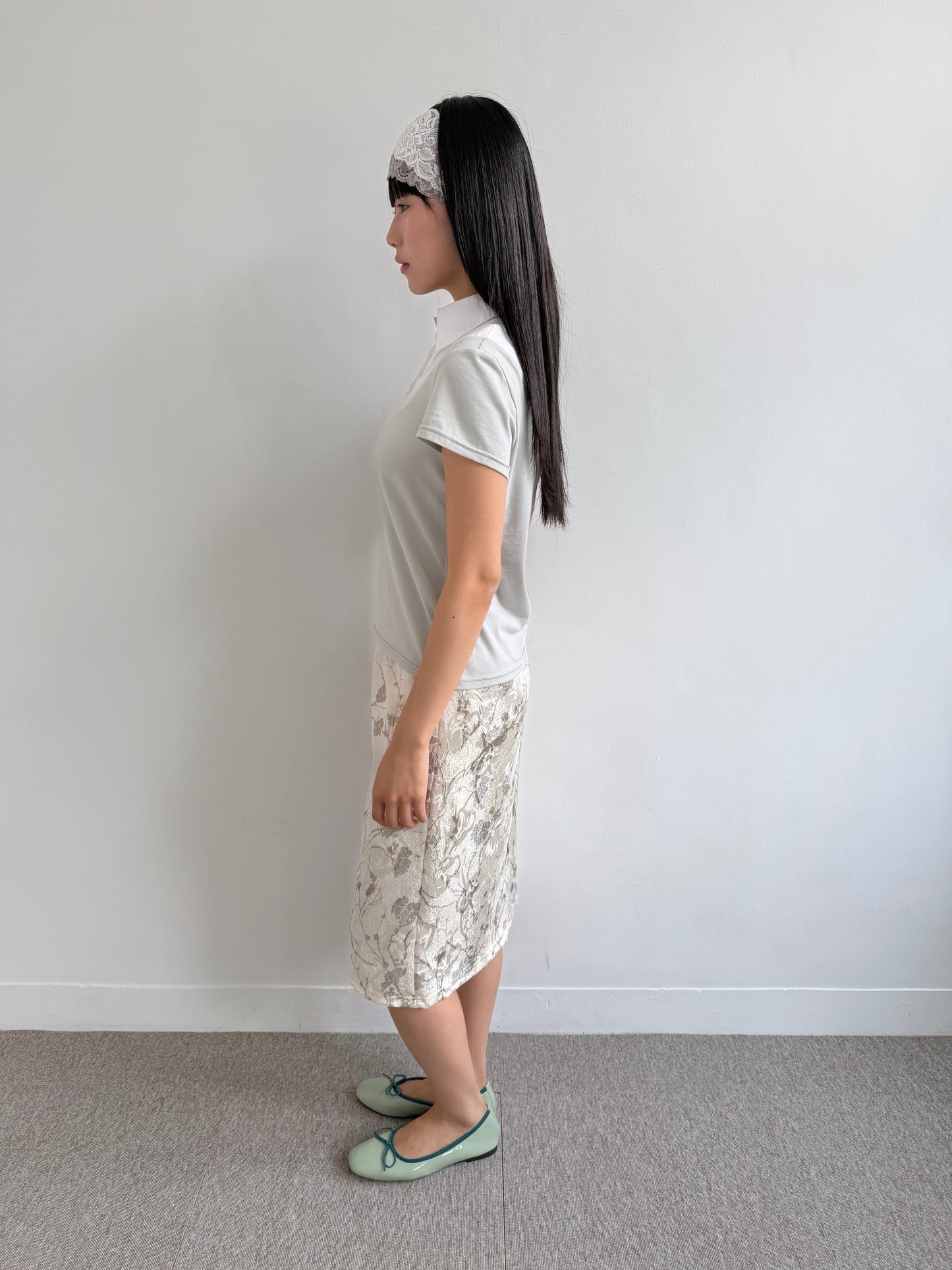 Floral Textured Midi Skirt