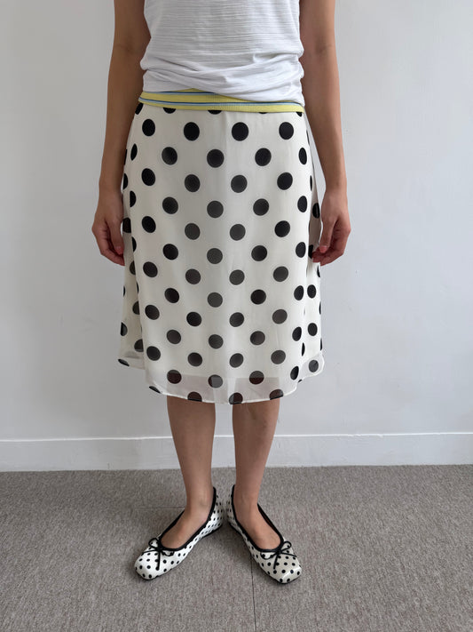 Large Polka Dot Chiffon Midi Skirt