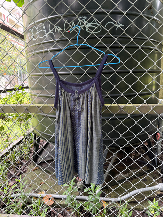 Different material thin-shouldered vest dress