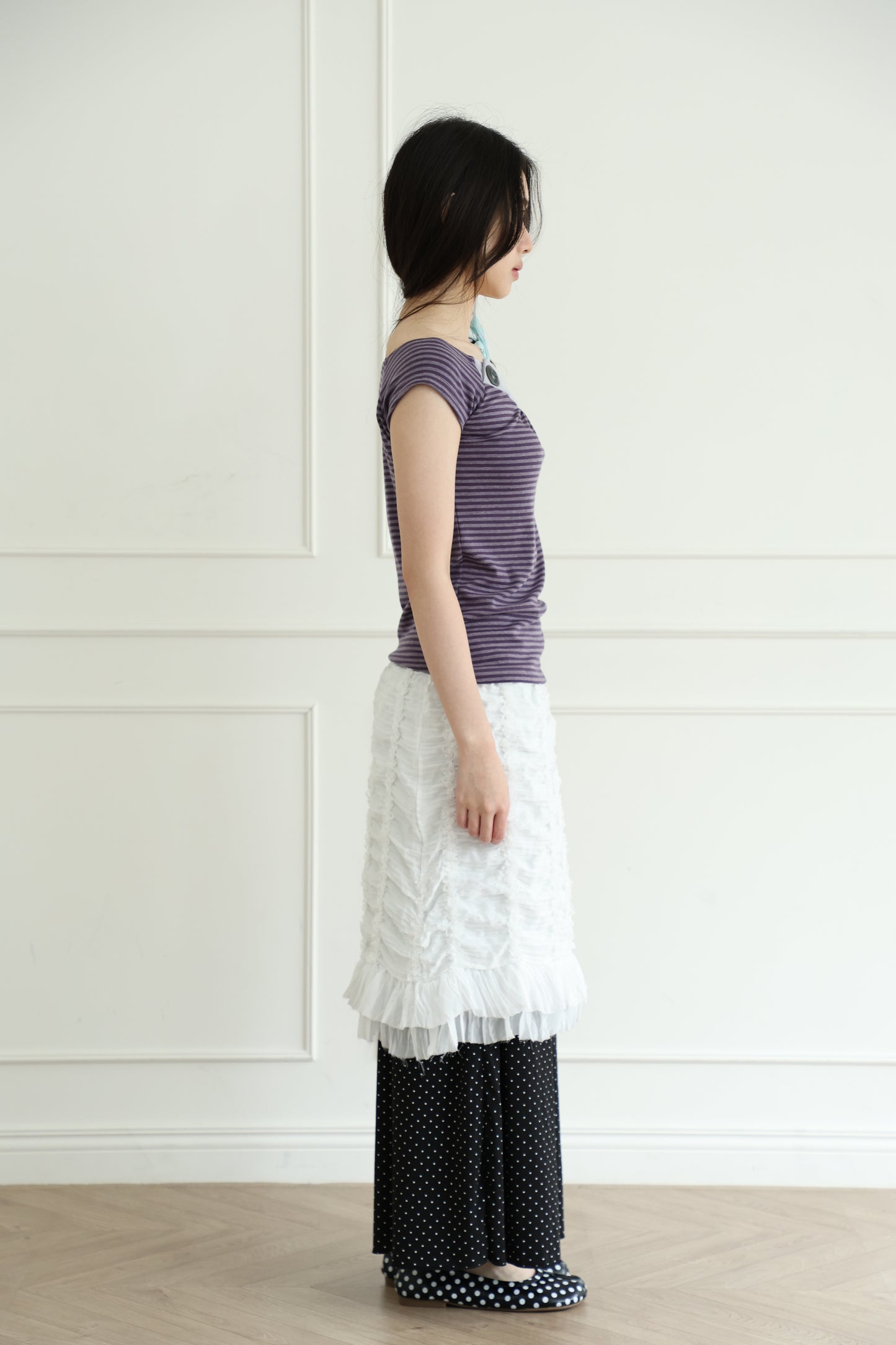 Elastic polka dot maxi dress