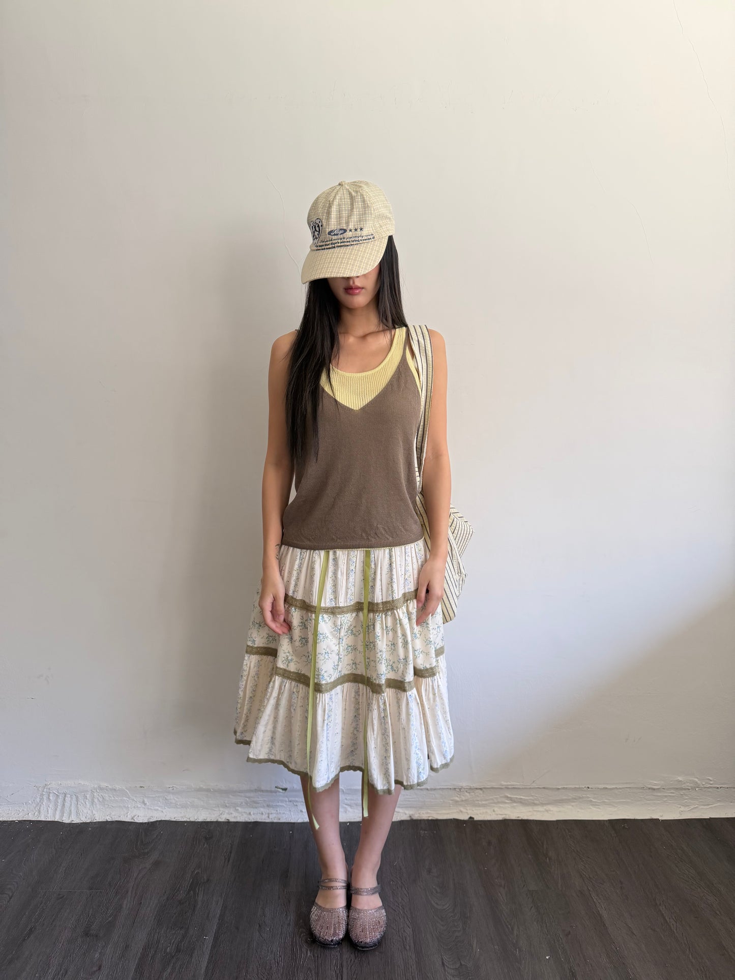 Patchwork Print Midi Skirt