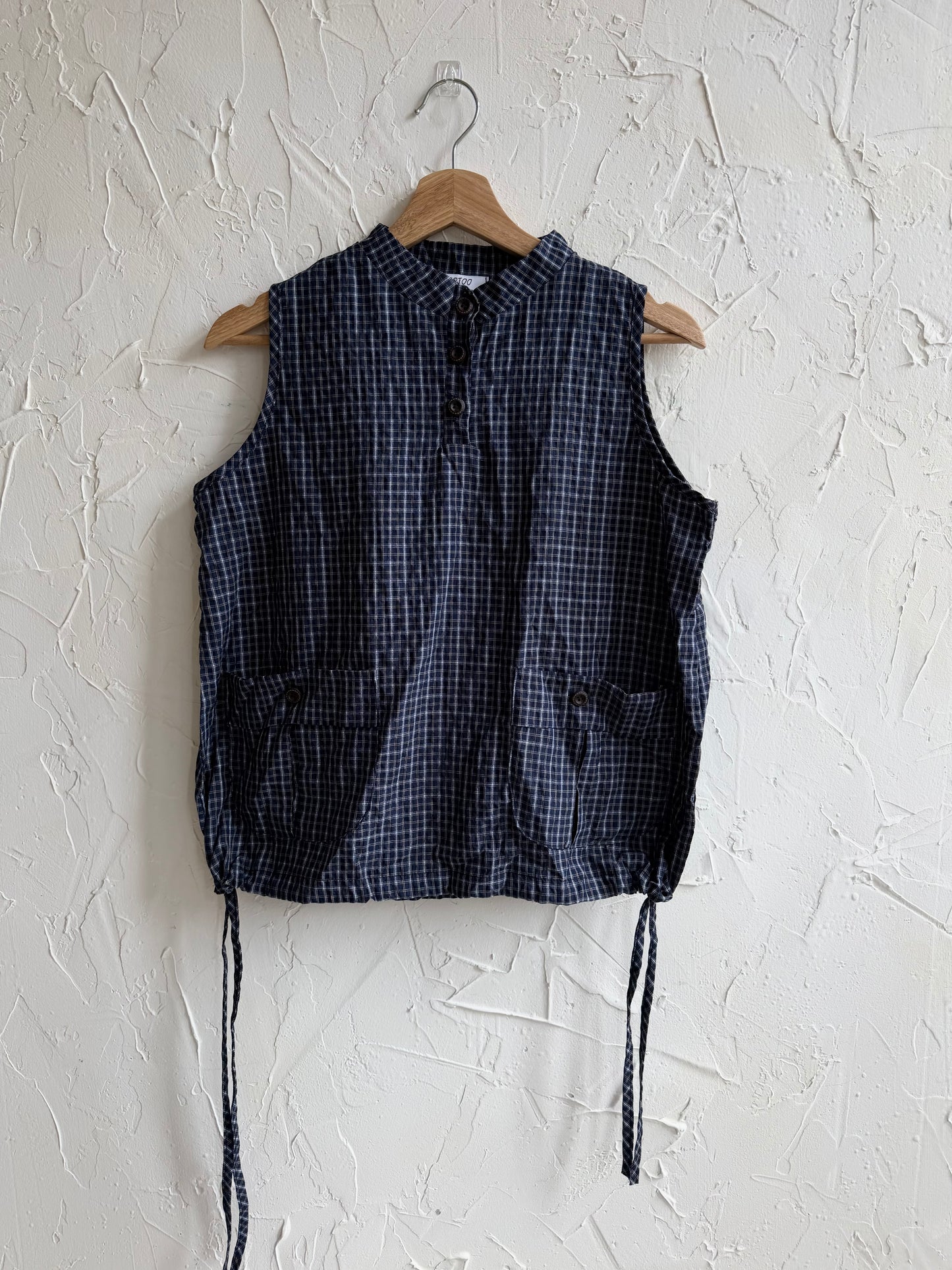 Checkered button pocket vest