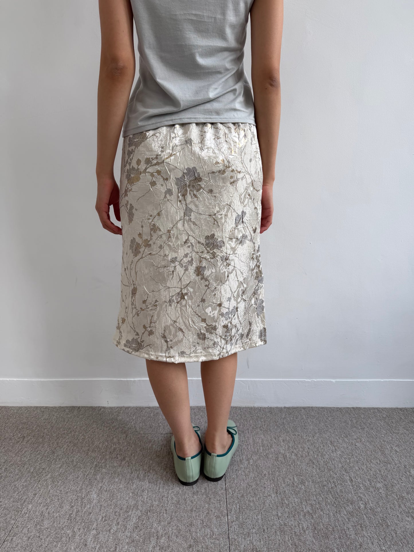 Floral Textured Midi Skirt