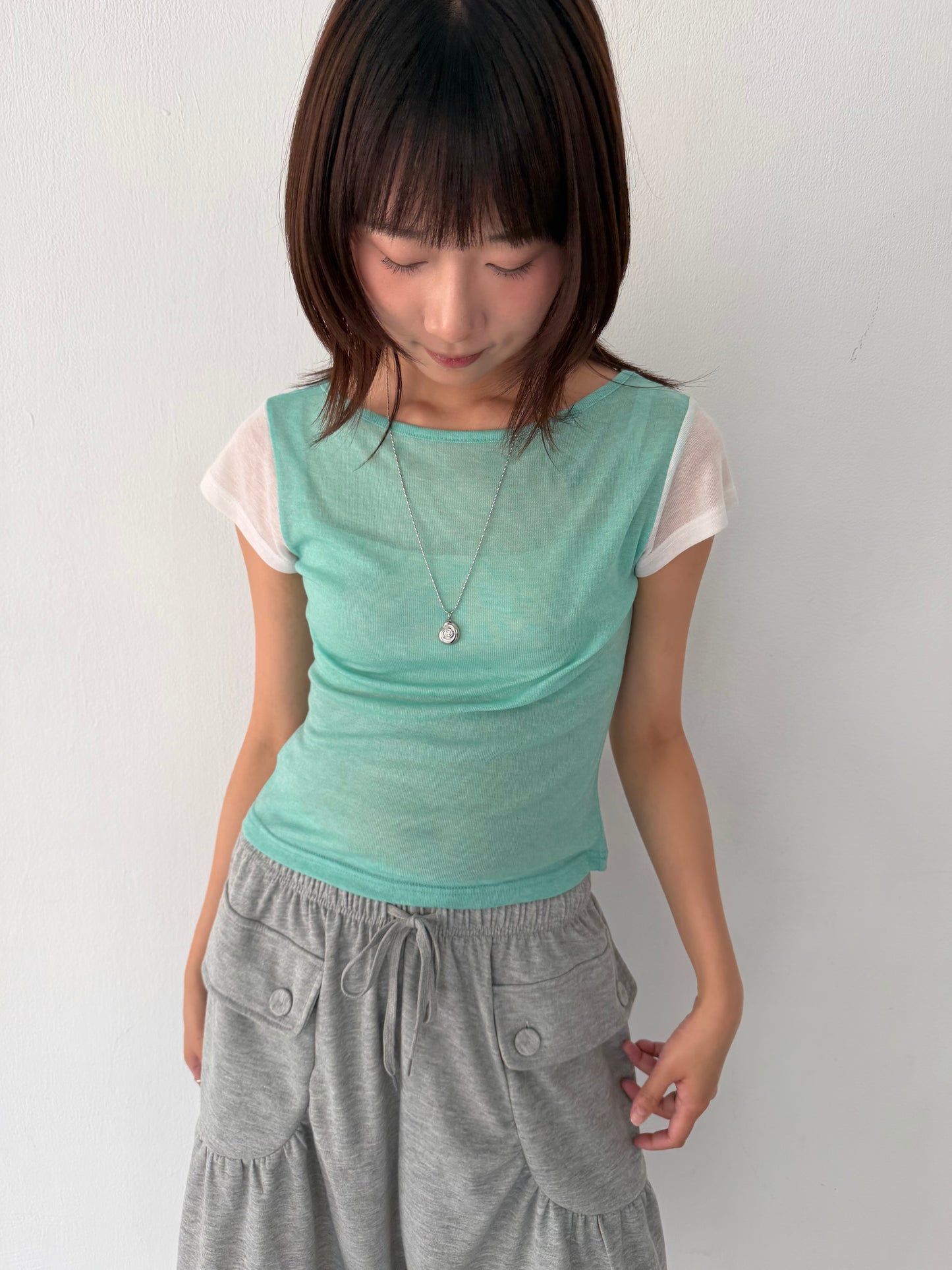 Asymmetrical short-sleeved top