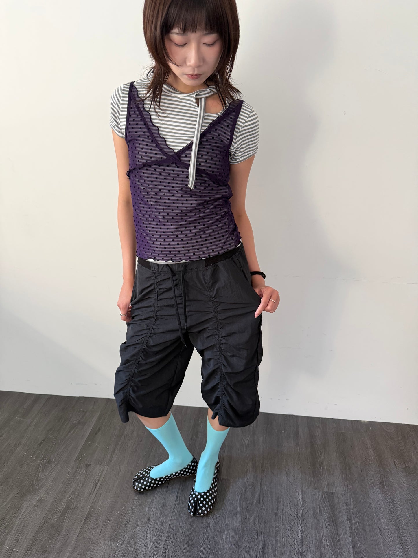 Sheer polka dot vest