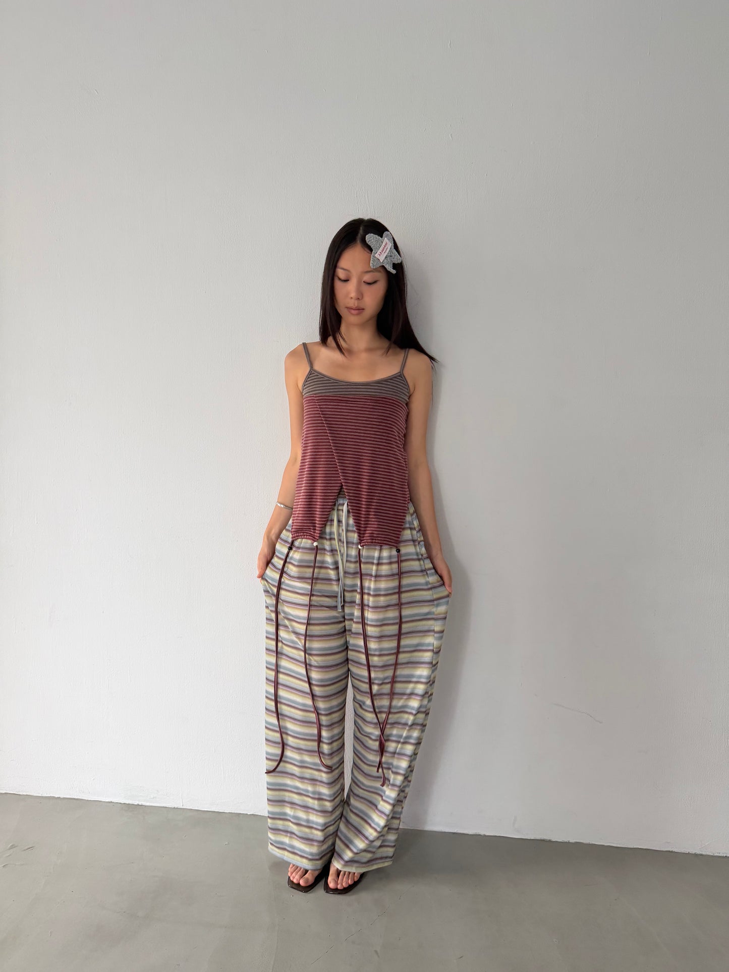 Two-piece striped beaded vest