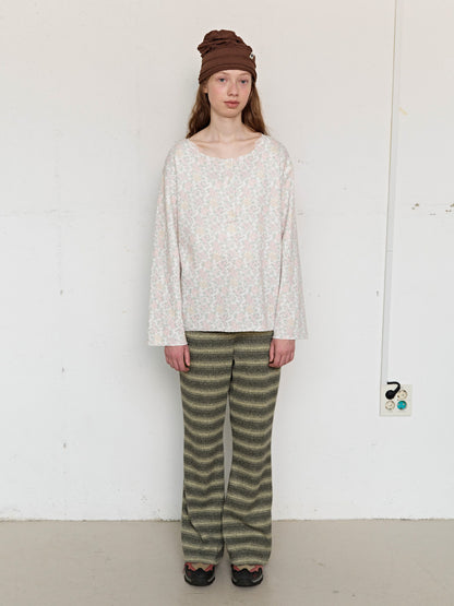 FUN FROM FUN Rustic Waffle Henley Top, Cream