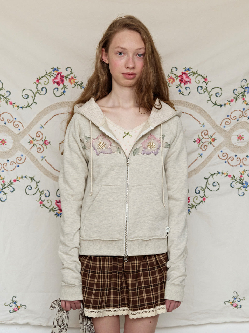FUN FROM FUN Applique Boho Hoodie, Oatmeal