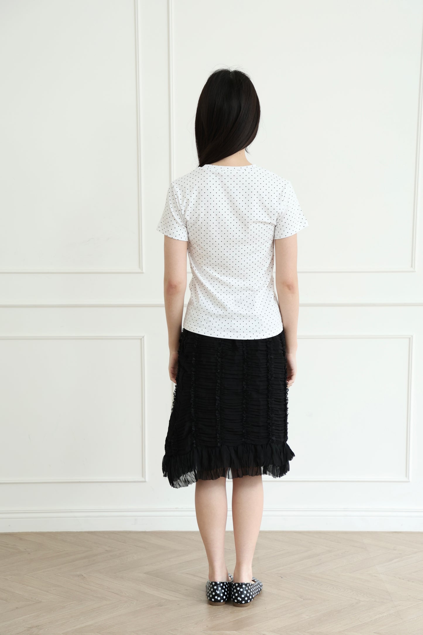 Basic polka dot short-sleeved top