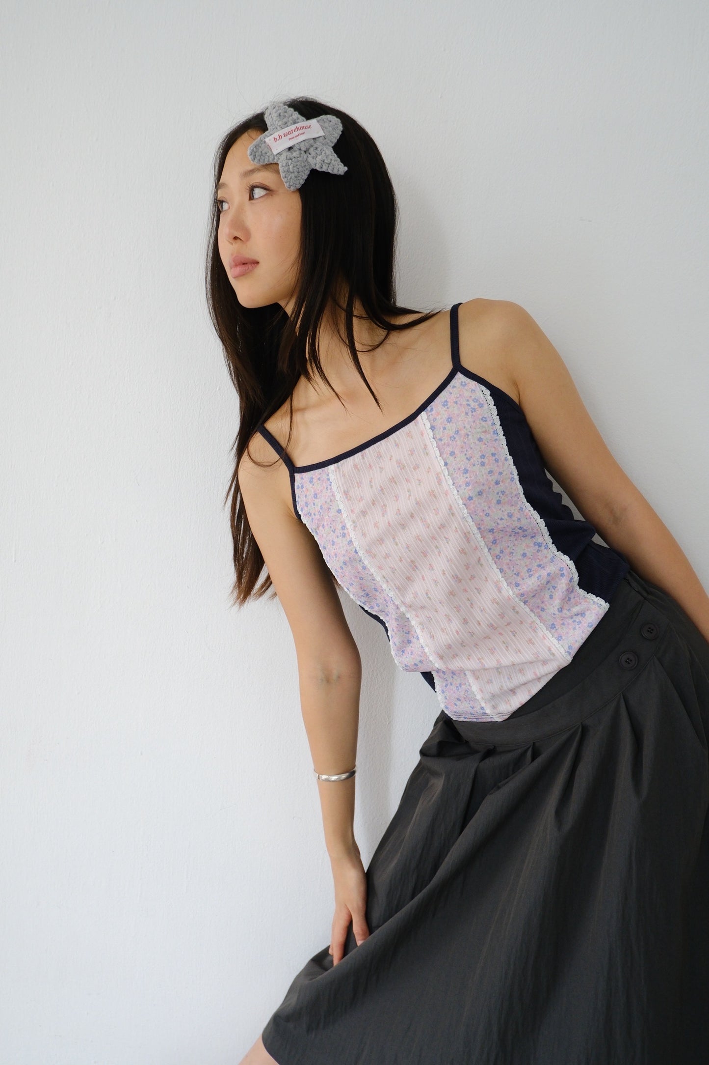 Floral patchwork spaghetti strap vest