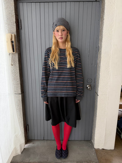 Color-blocked striped loose top