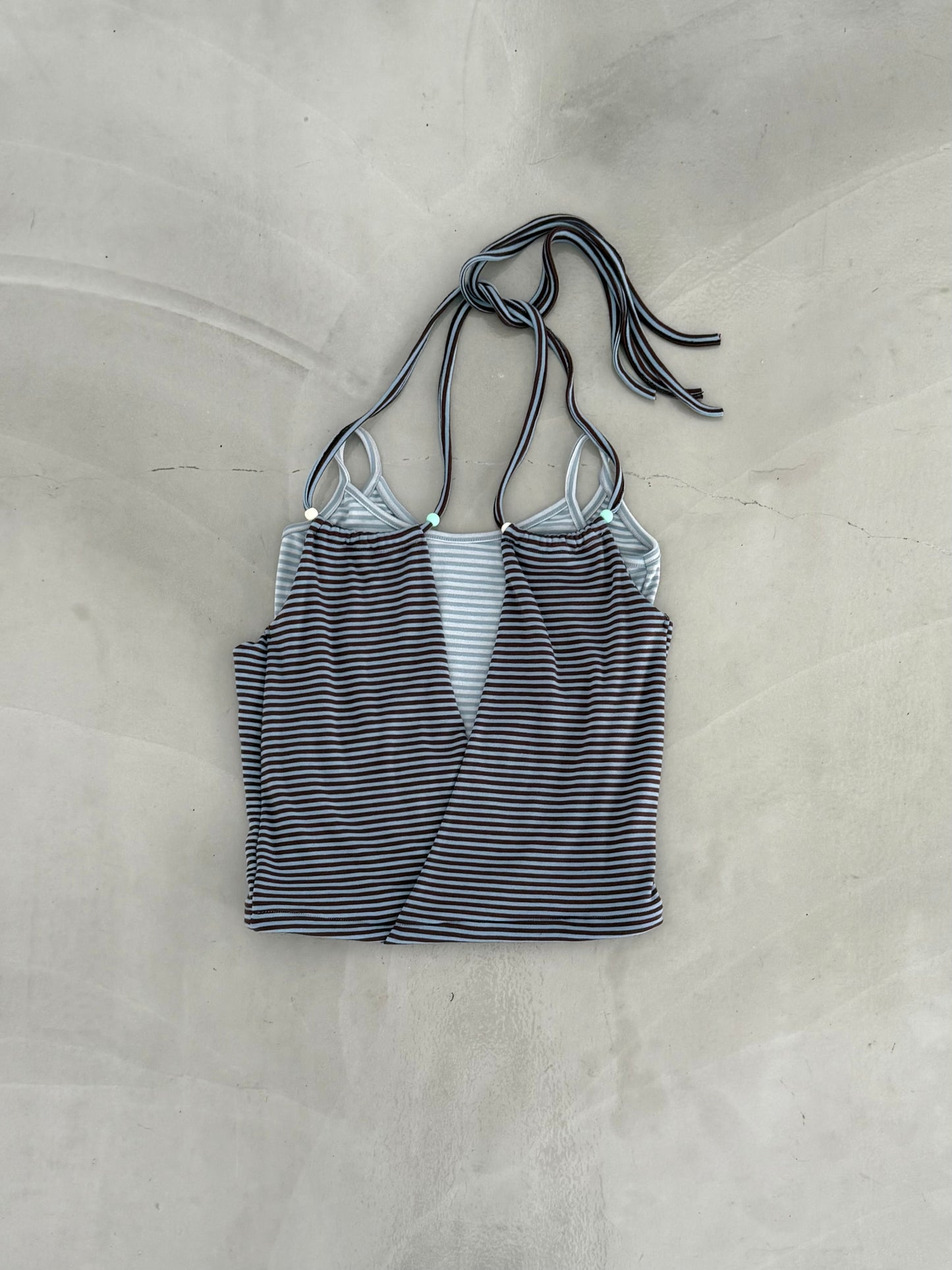 Two-piece striped beaded vest