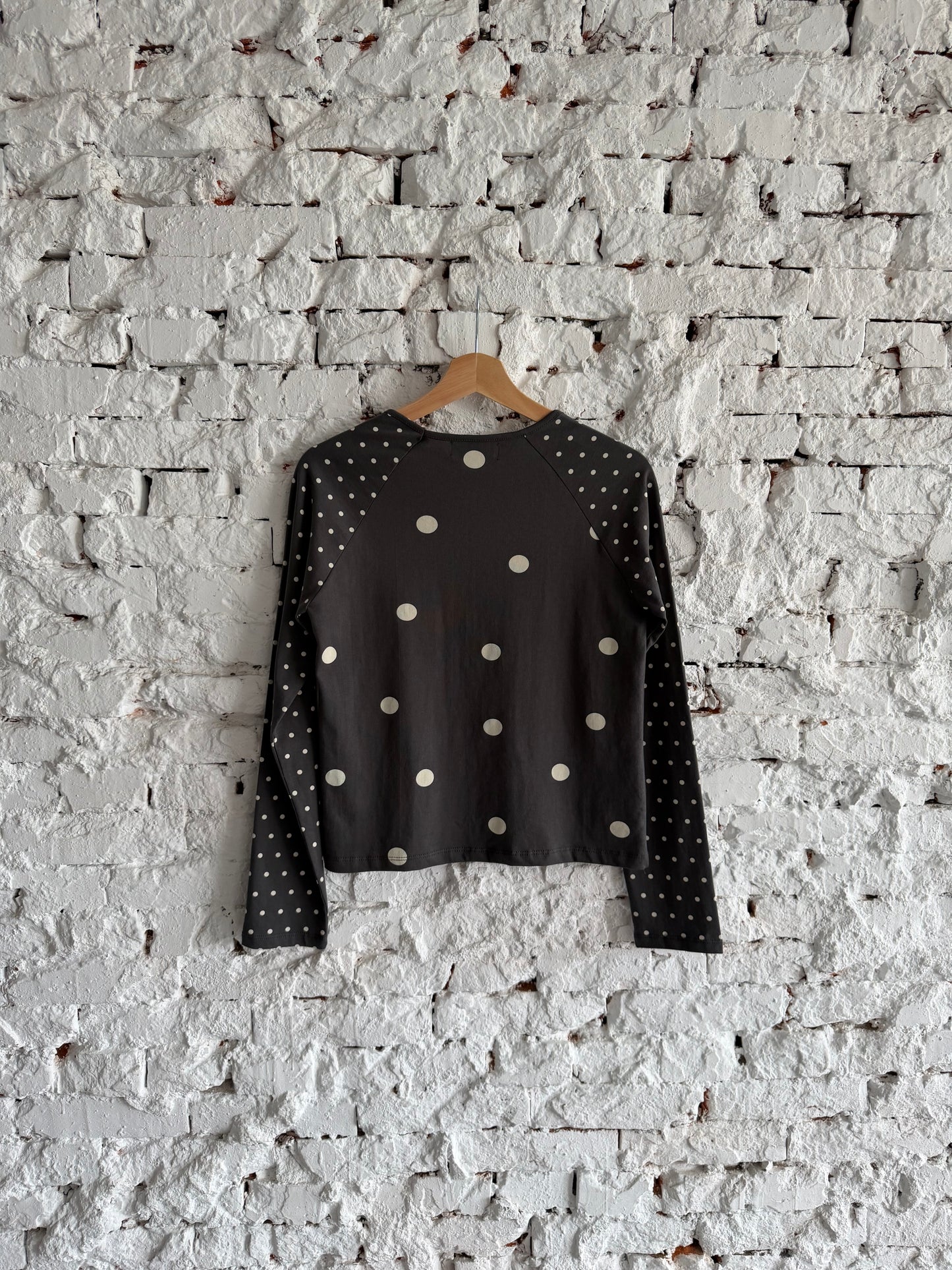 polka dot patchwork long-sleeved top