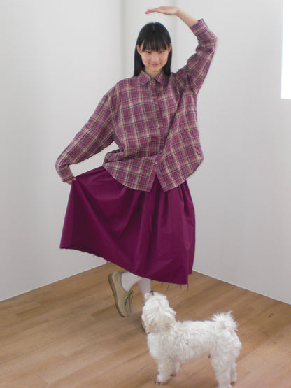 FUN FROM FUN Berry Check Overfit Shirt, Berry