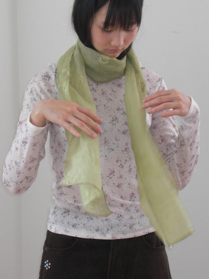 FUN FROM FUN Floral Sheer Scarf, Willow Green