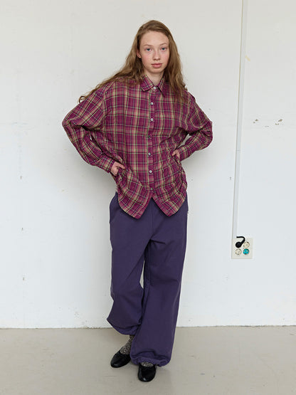 FUN FROM FUN Berry Check Overfit Shirt, Berry