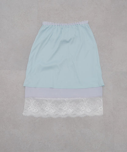 （sale 至9/21 22:00）Discoat umm. 蕾絲拼接緞面裙