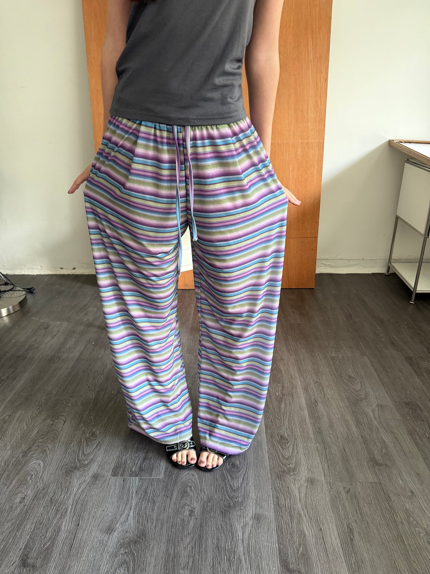 Breathable loose striped pants