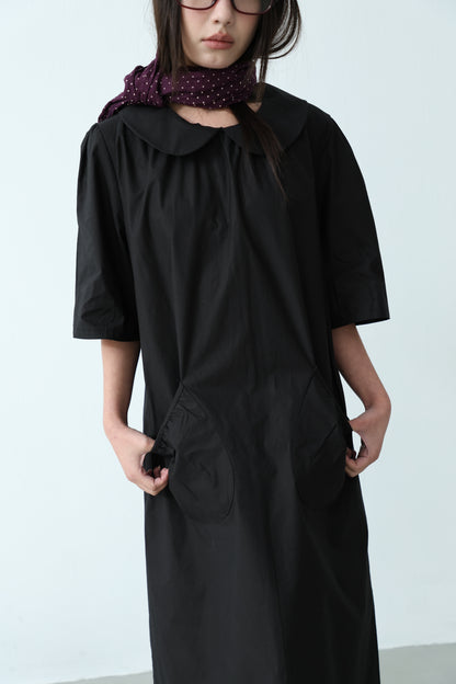 Cream Collar Pocket Dress