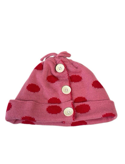 Polka dot knit button hat