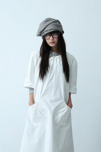 Cream Collar Pocket Dress