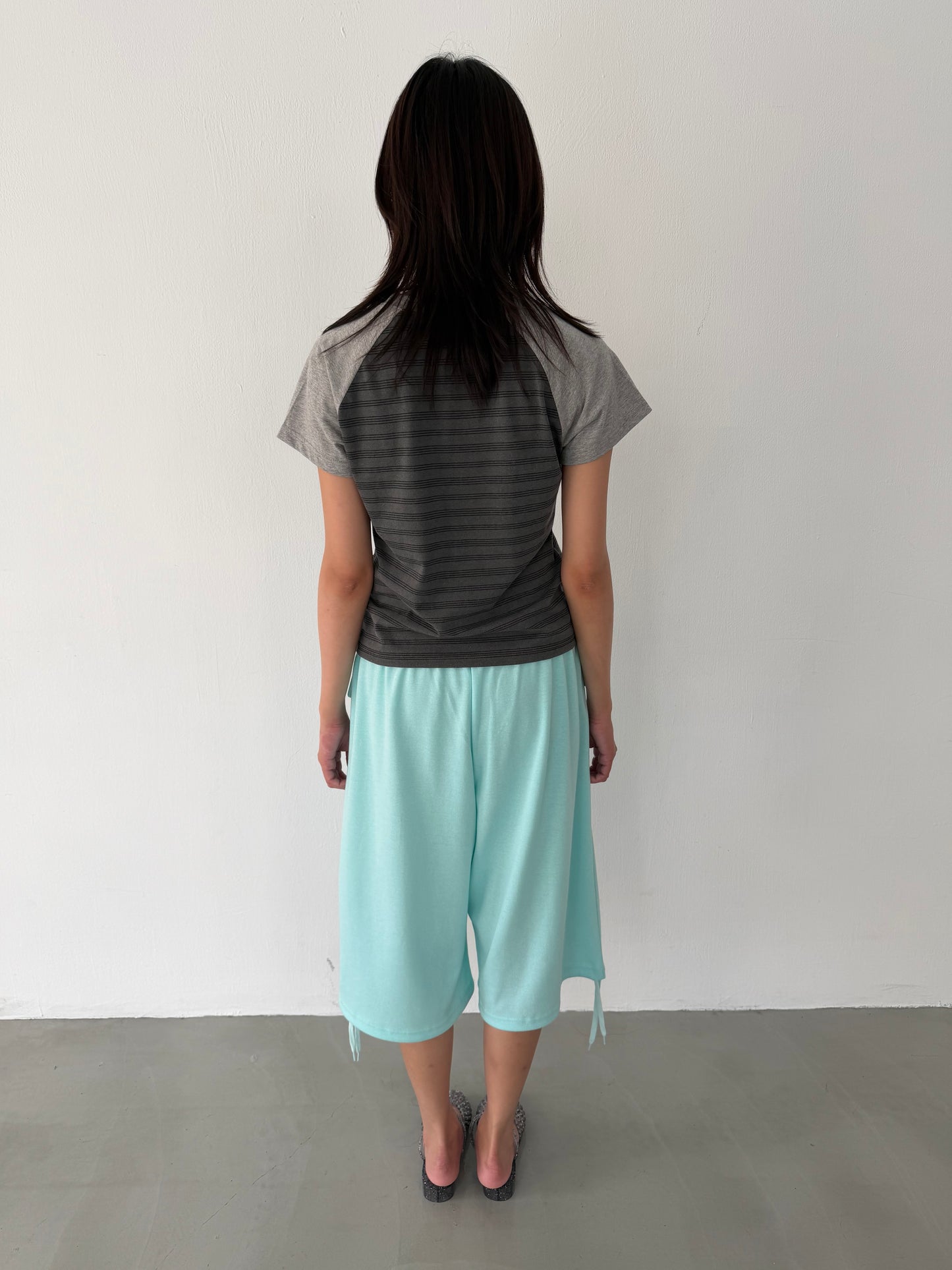 Striped short-sleeve top with studs