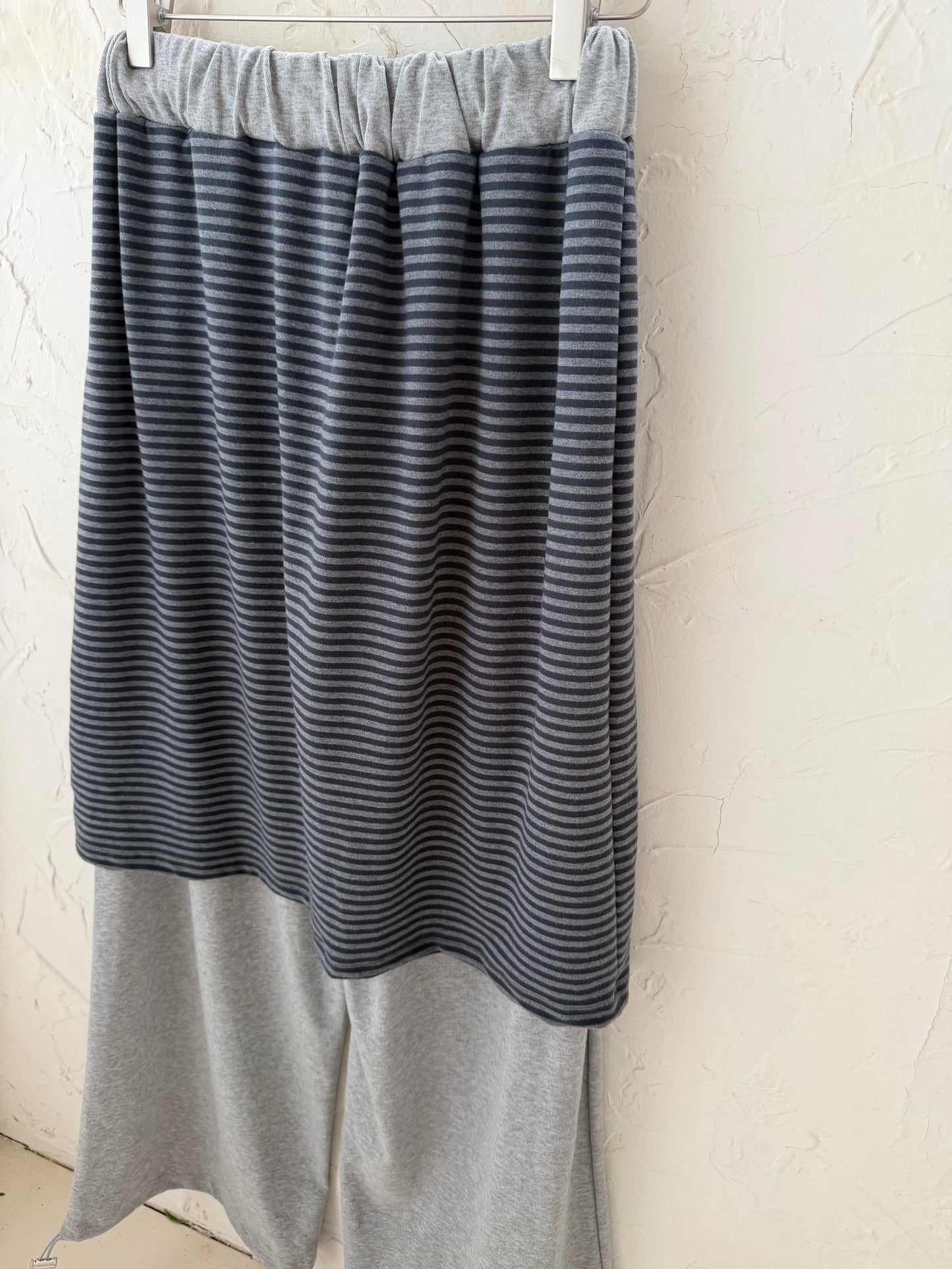 Faux two-piece striped cotton culottes