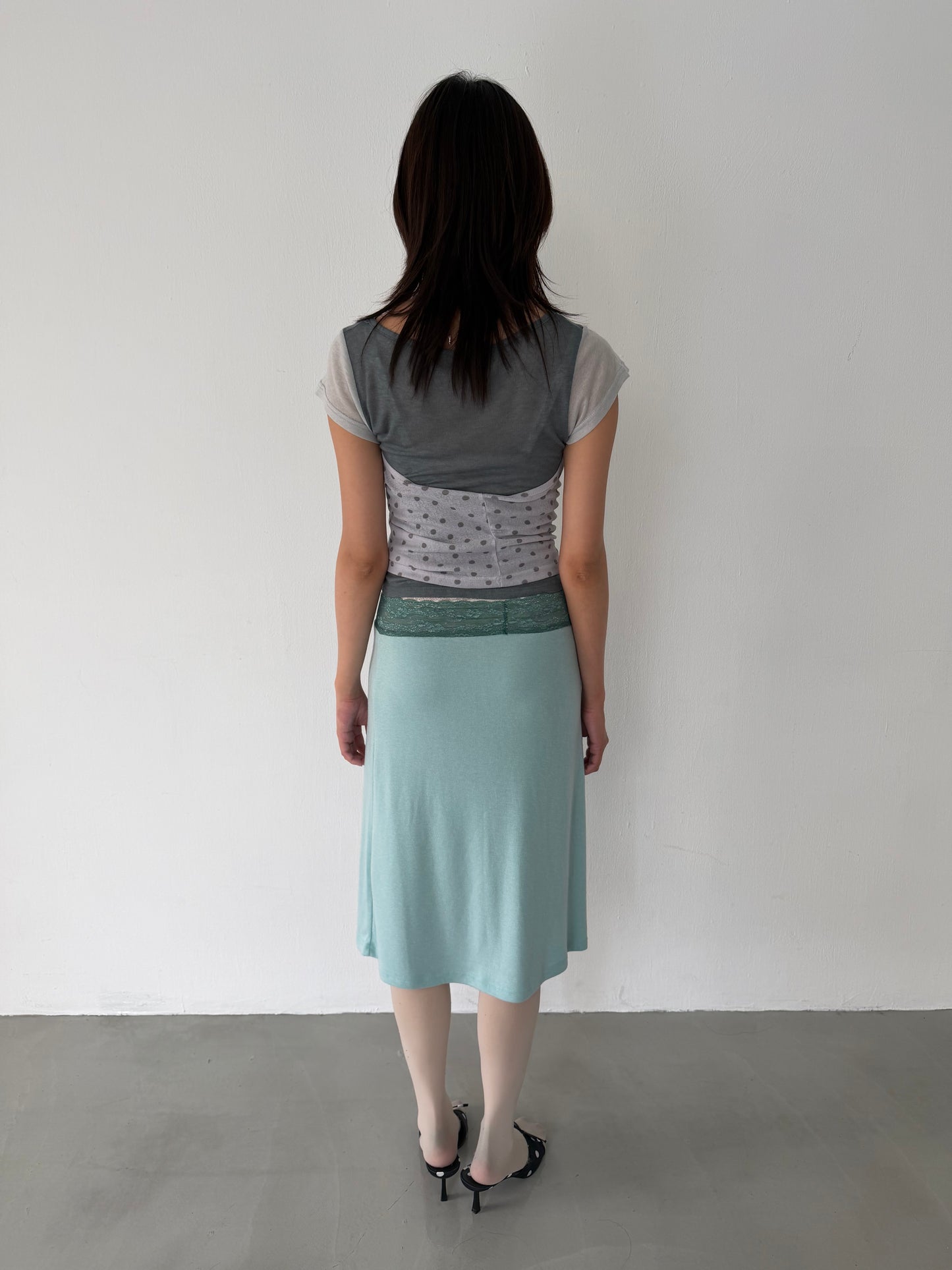 Lace cotton straight skirt