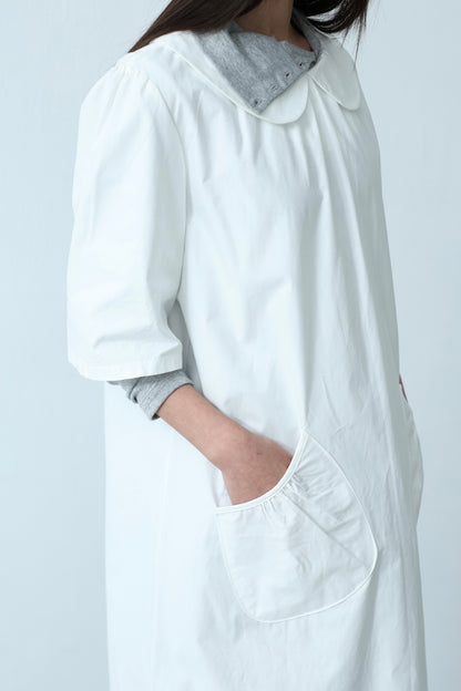 Cream Collar Pocket Dress