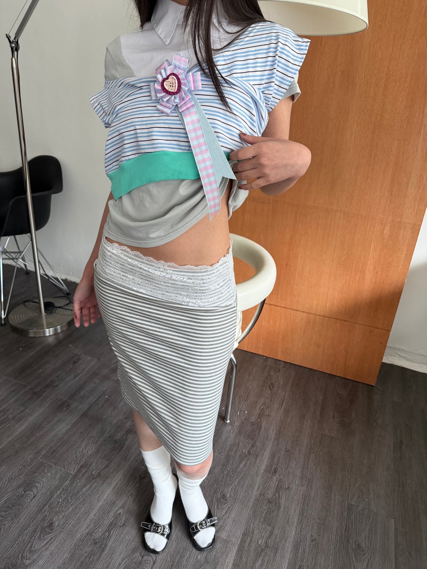 Striped Color-Block Top and Shorts Set