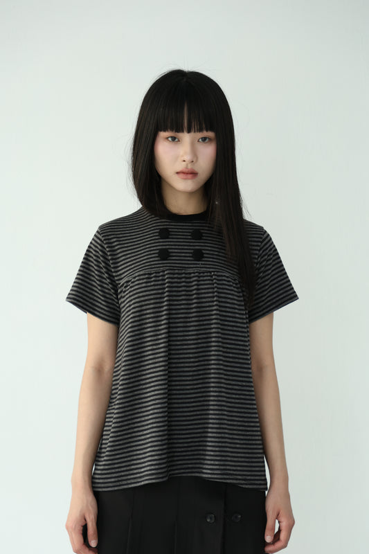 Striped loose button-down top