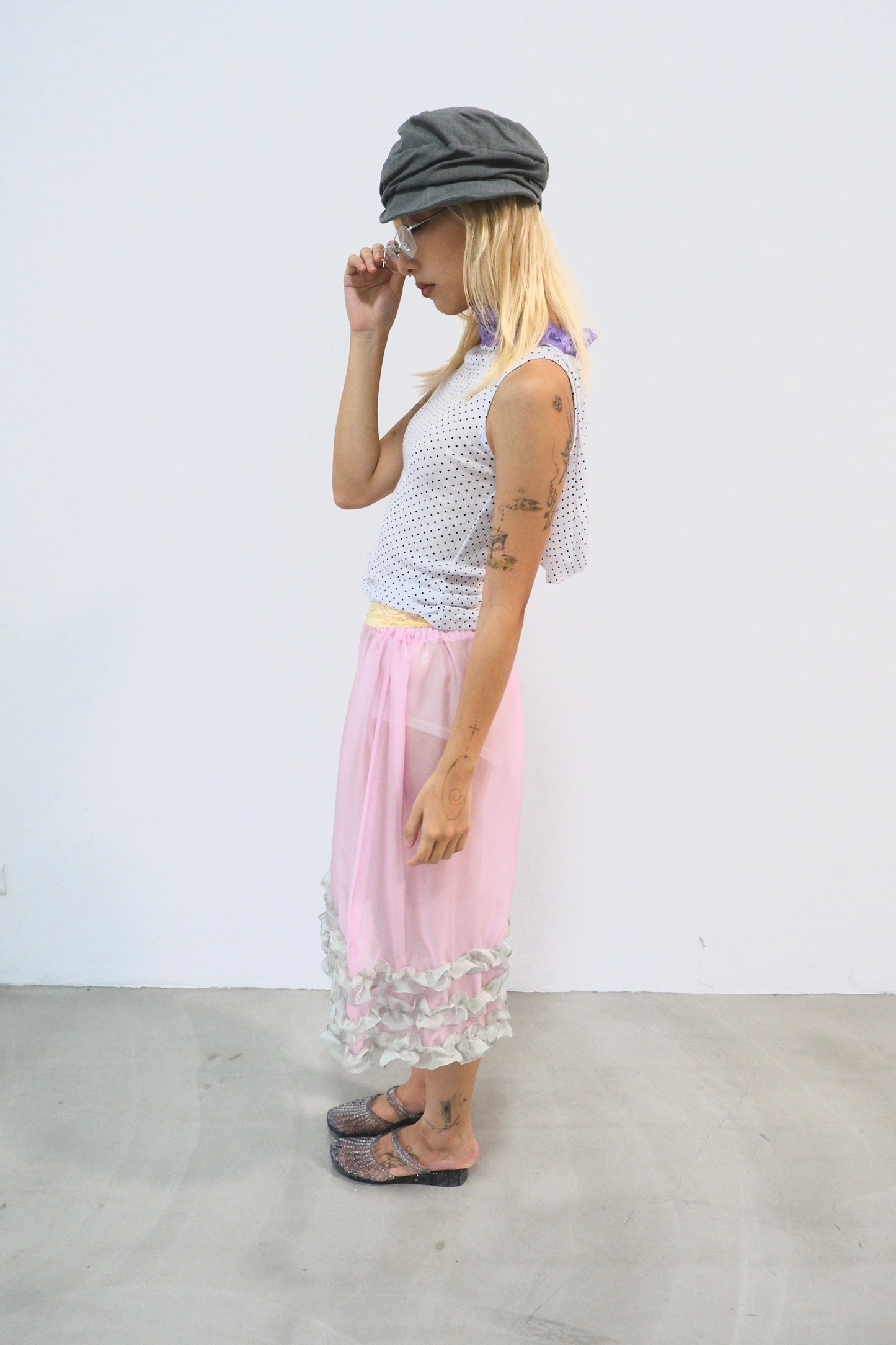 Polka Hood Sleeveless Top