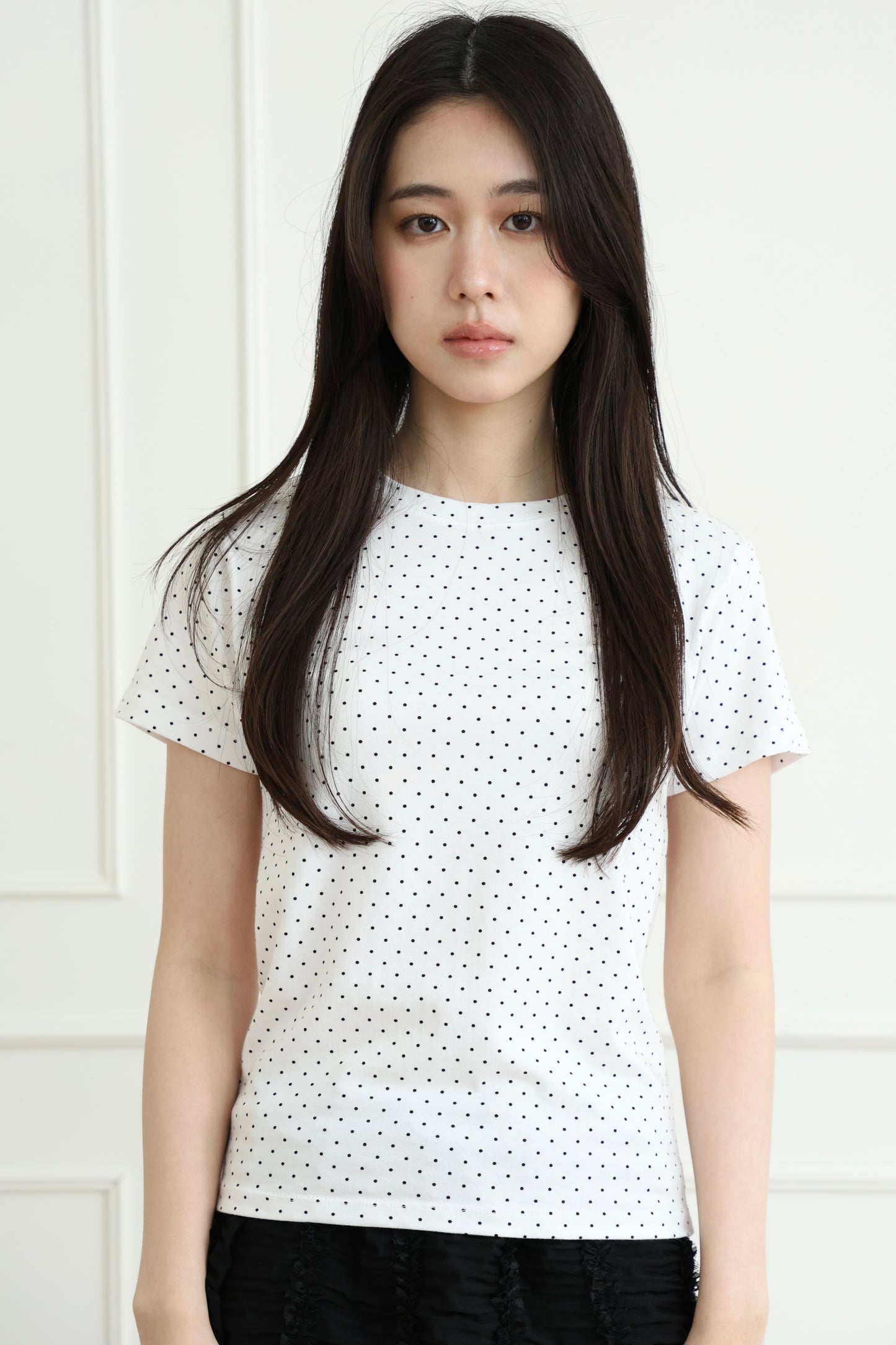 Basic polka dot short-sleeved top