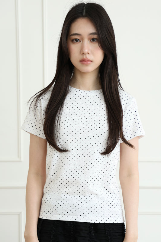 Basic polka dot short-sleeved top
