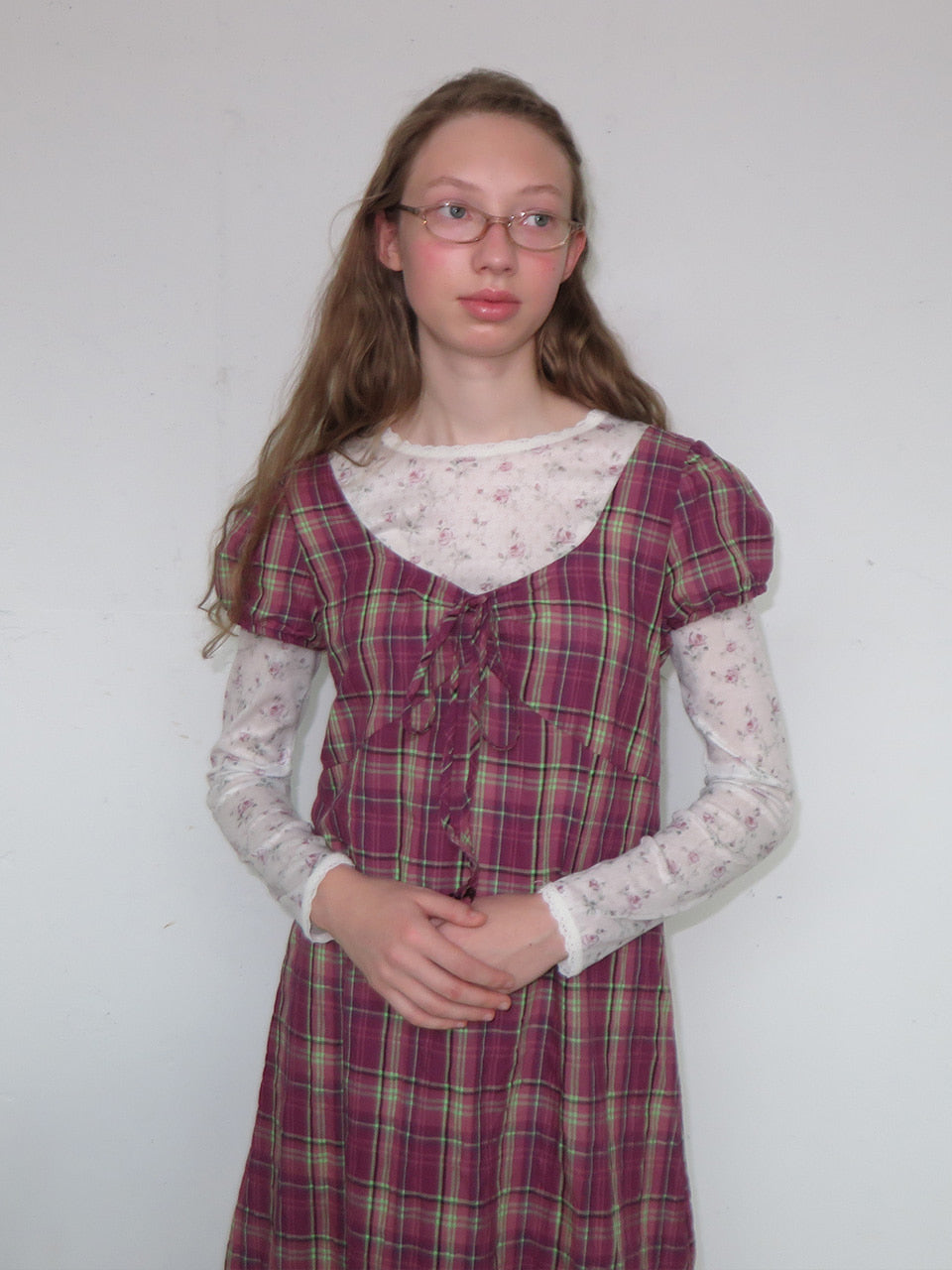 FUN FROM FUN Berry Check Long Dress, Berry